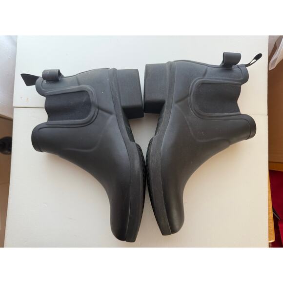 Kate Spade Rain Boot Ankle Chelsea Black Low Block Heel Pull On 6 - Picture 7 of 10
